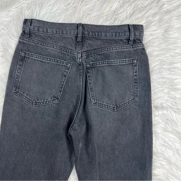 REFORMATION Cynthia High Rise Straight Jeans Lagoon Destroyed Black Denim - Picture 13 of 13